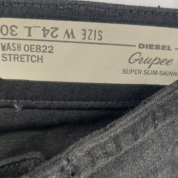 Diesel Diesel Womens Grupee-ne Super Slim Skinny Jean Gray Silver Size 24 - Picture 3 of 12